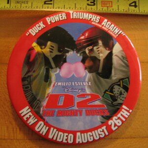 Disney's D2 the Mighty Ducks Starring Emilio Estevez World Pinback Button